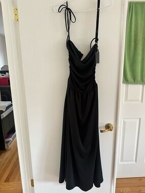 REVOLVE Black Cowl Neck Maxi Dress with Adjustable Ties